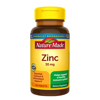 NatureMade天维美锌片缺锌补锌葡萄糖酸锌成人30mg*100粒美国原装