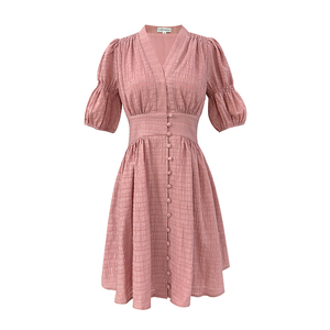 AM NANA法式粉色连衣裙漂亮温柔风仙女裙气质显瘦小个子洋气短裙