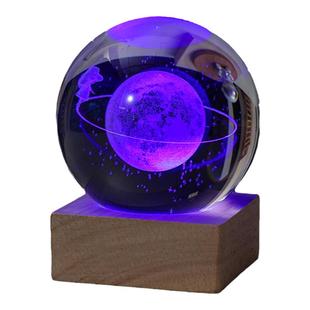 发光水晶球小夜灯治愈电脑桌面摆件玻璃球装饰品生日礼物女生闺蜜