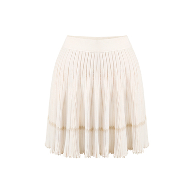 60人丝细条百褶针织短半身裙