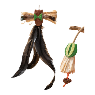 开玩时刻逗猫棒替换头猫玩具耐咬猫咪用品狩猎解闷拉菲草丝瓜络