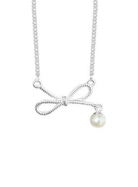 珍珠蝴蝶结项链纯银锁骨链女