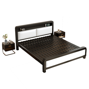 铁艺床双人床家用加粗加厚1米8铁床出租房用不锈钢单人床架铁架床