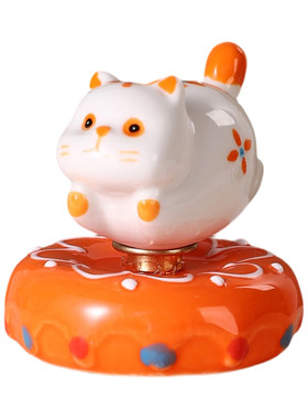 陶瓷小猫旋转摆件创意生日礼物