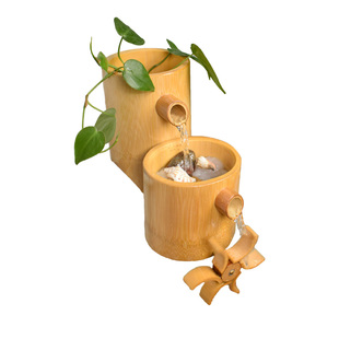 鱼缸过滤装饰壁挂瀑布式过滤器造景循环水增氧三合一竹子流水摆件