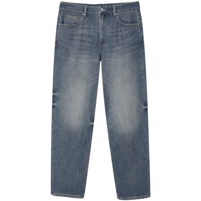 [加绒]907杰克琼斯男装冬季宽松阔腿美式牛仔裤复古水洗长裤子男