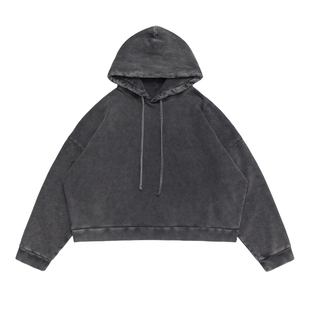 黑色圣诞树 AC风格水洗雪花做旧BOXY廓形卫衣长裤套装王安宇同款