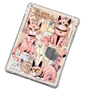 【送钢化膜】适用于ipad10保护套2022新款air5/2平板壳mini6/4笔槽第9代九2018透明pro11个性黑猫苹果Air4软