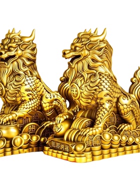 铜麒麟一对摆件开业礼赠