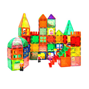 儿童彩窗磁力片光影钻面百变益智拼装磁力轨道吸铁石男女孩玩具