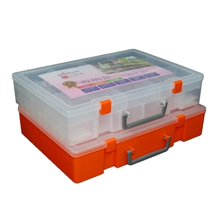 儿童手提59格积木小颗粒乐AI高收纳盒零件分格样品盒双层工具盒大