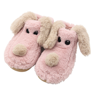 冬季一家三口亲子棉拖鞋男女童可爱小狗家居防滑保暖棉鞋情侣拖鞋