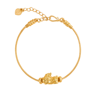 庆祥泰免绑穿珠手链可穿黄金手工diy配件直穿转运珠配饰编织手绳