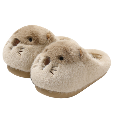 可爱土拨鼠棉拖女士秋冬季