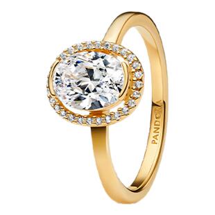 Pandora潘多拉椭圆光耀戒指pavé密镶璀璨夺目金色精致礼物