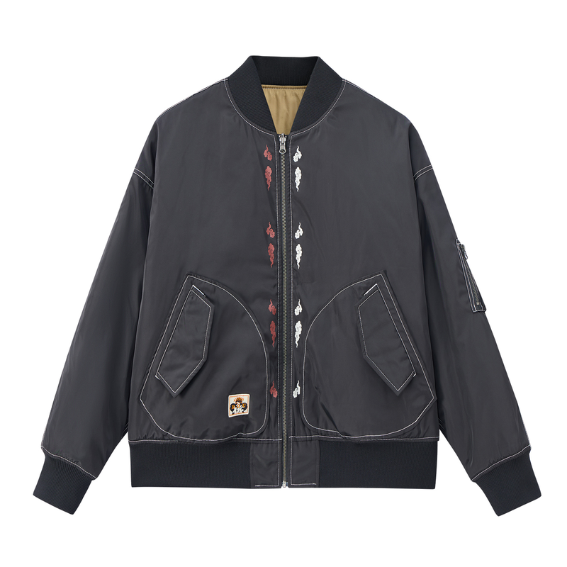 ONIARAI/鬼洗25秋冬棒达摩鲤鱼旗双面穿廓形空军棉服男式 N340226