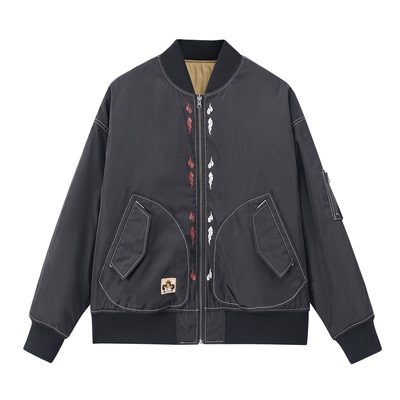 ONIARAI/鬼洗25秋冬棒达摩鲤鱼旗双面穿廓形空军棉服男式 N340226
