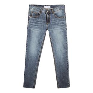 高街韩版男生修身复古蓝色高弹力牛仔裤男痞帅潮流显瘦小脚长裤子