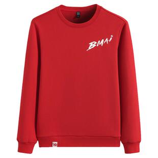 必迈运动卫衣情侣运动休闲套头长袖本命年男女款宽松红色卫衣新年