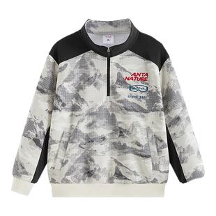 安踏儿童男童卫衣套头衫2025冬款上新舒适保暖中国冰雪加绒卫衣潮