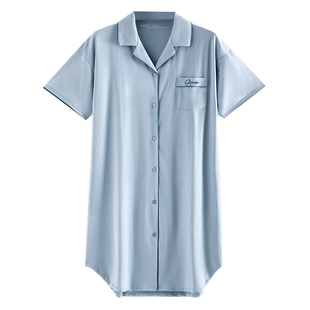 家乐芬睡裙女士睡衣夏季夏天夏款纯棉短袖薄款衬衫开衫大码高级感