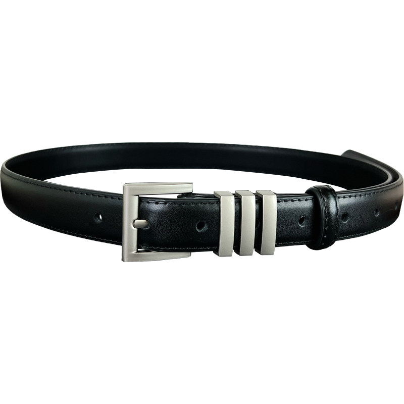 女式时尚复古二层牛皮腰带休闲风银色针扣显瘦百搭休闲裤收腰皮带