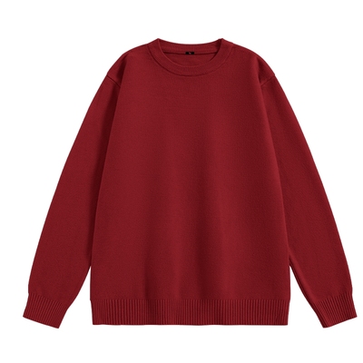 班尼路S&K重磅红色毛衣男款冬季防寒保暖针织衫男士纯色圆领毛衫A