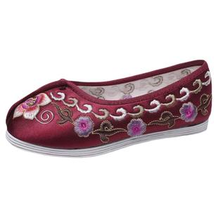 千层布底鞋绣花鞋春秋平底布鞋老北京手工鞋民族风古装刺绣妈妈鞋