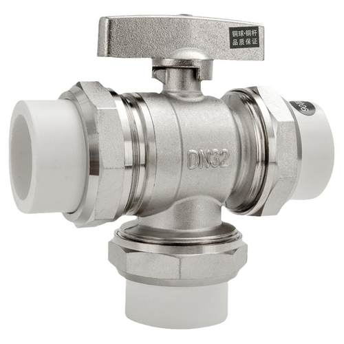 百战阀门PPR三通球阀带开关L型Y型热熔管三通阀门分水器DN25/DN20