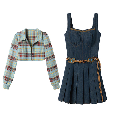 废土风复古牛仔无袖背心裙女