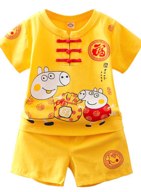 婴儿唐装短袖生日礼服虎宝宝
