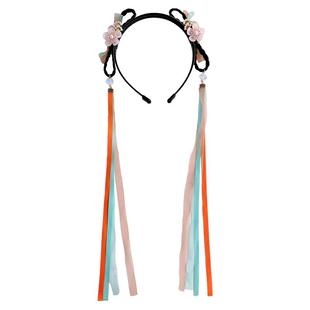 儿童古风发箍汉服头饰小女孩中国装蝴蝶飘带假发辫子头箍女童发卡