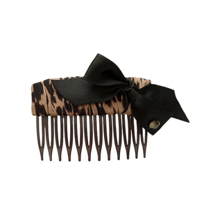 韩国进口手作复古豹纹发梳女碎发倒插梳刘海发夹蝴蝶结装饰发卡