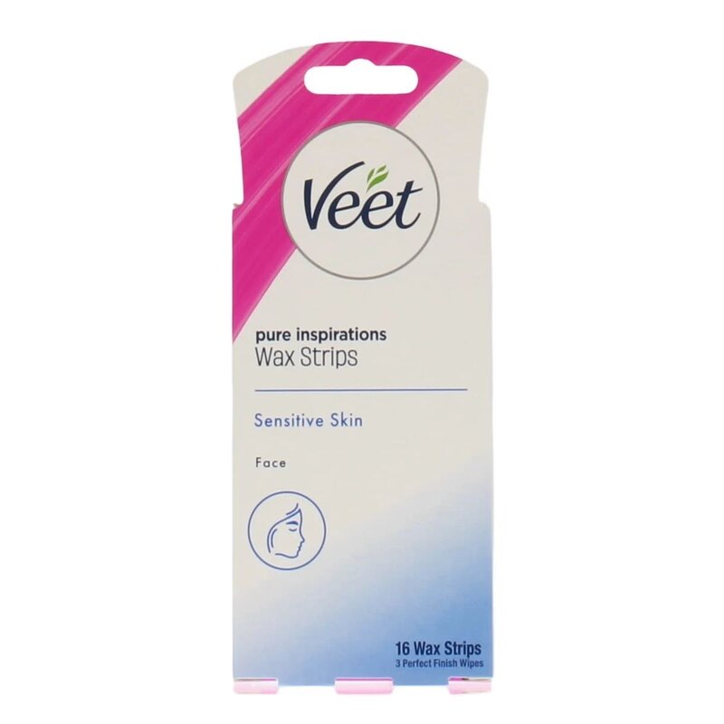 Veet面部脱毛蜡纸敏感肌肤适用16片装温和脱毛剃毛除毛不刺痛进口