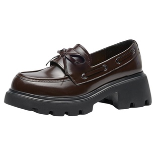 Lee Cooper复古乐福鞋女款2026新款春季英伦风软底增高休闲小皮鞋