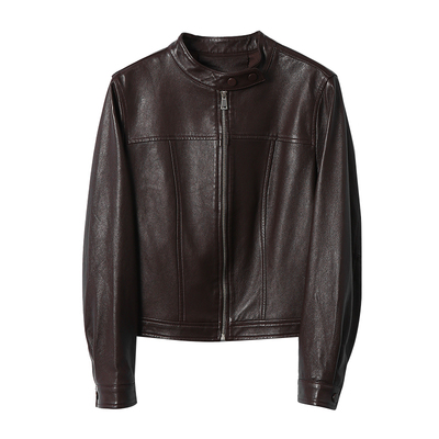 半植鞣绵羊皮立领皮衣夹克外套