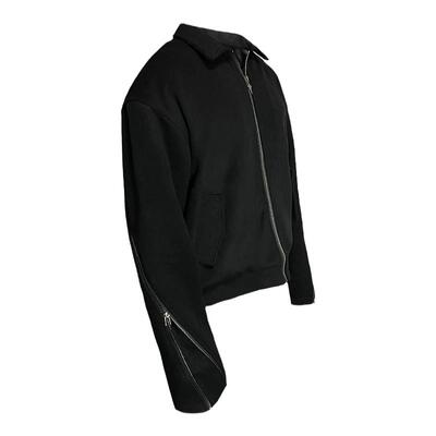 JCAESAR翻领冬天宽短双拉链羊毛