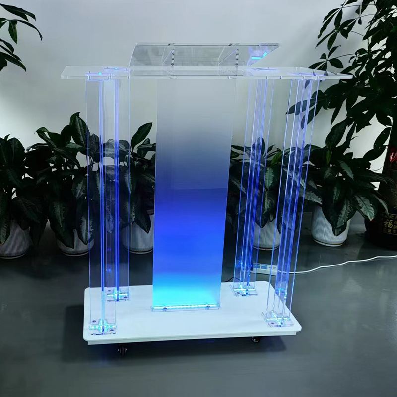 跨境亚克力发光迎宾台咨询台主持水晶演讲台亚马逊有机玻璃爆款台
