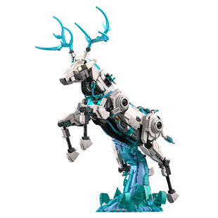 我是一块砖 兽形机甲系列之白鹿飞跃造型积木创意拼搭模型玩具