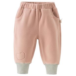 戴维贝拉男童摇粒绒裤子女童加绒针织裤2026冬装新款儿童A类长裤