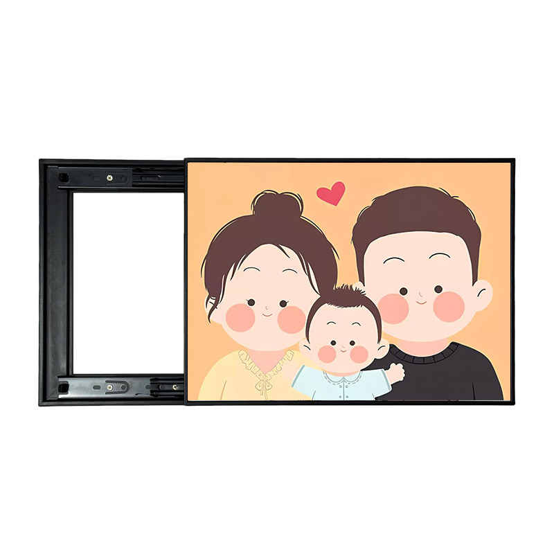 可推拉家庭风卡通电表箱装饰画一家四口免打孔遮挡配电箱电闸挂画