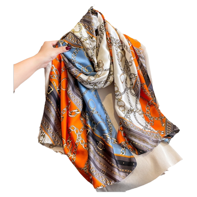 秋冬韩版女缎面丝巾披肩薄款围巾