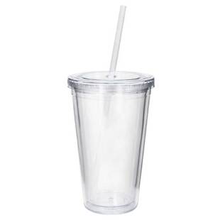 可循环使用双层塑料咖啡杯奶茶杯子随行透明吸管杯外带冰美式水杯