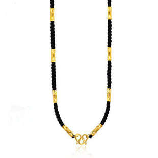 男士挂绳999黄金项链吊坠配绳含24K金挂绳翡翠玉佩足金锁骨项链绳