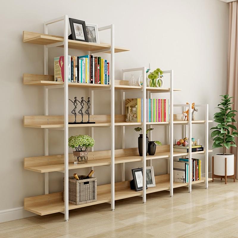 钢木书架落地简易多层置物架书柜货架铁艺架子展示架收纳架储物架