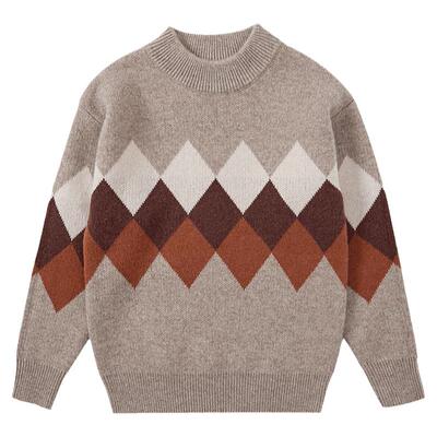 恒源祥加厚拼色半高领中大童毛衣