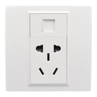 超六类屏蔽网线带五孔插座 CAT6A单口电脑信息面板千兆模块网口插