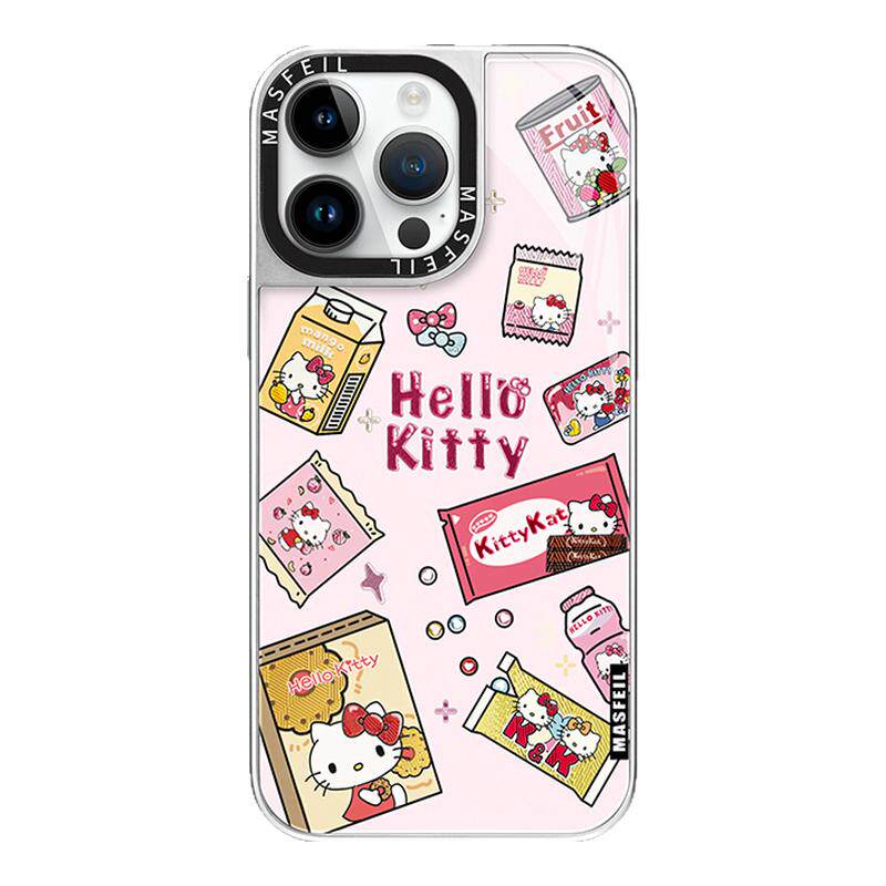 MASFEIL × Kitty零食屋适用iPhone16Promax手机壳新款磁吸带支架苹果15Pro鎏金保护套13pm高级感可爱ip14女