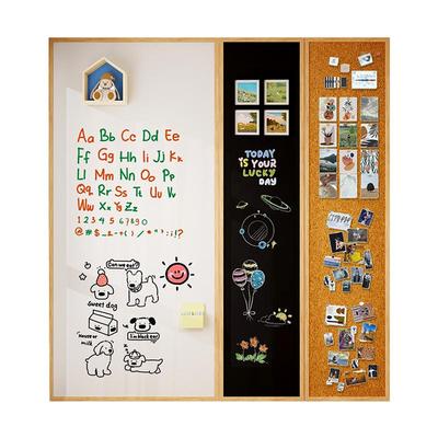 明航实木框磁性大白板儿童家用软木板组合磁吸黑板照片冰箱贴展示墙多功能挂式墙留言板大号磁力定制可擦写