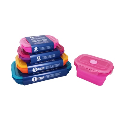 LFGB耐高温折叠硅胶饭盒餐具便携